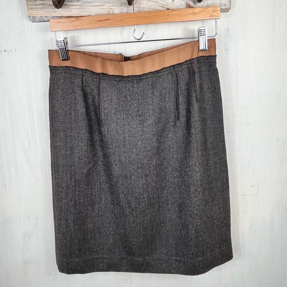 Anne Taylor LOFT Brown Tweed Knee Length Skirt 